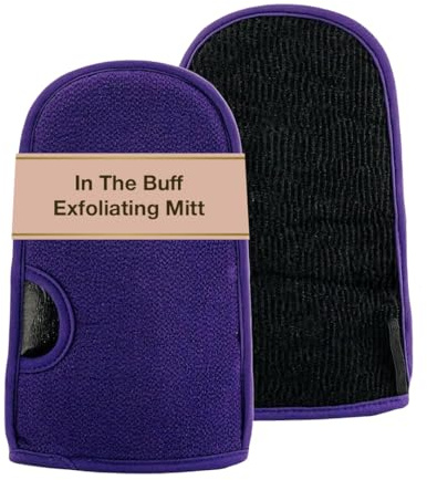 Fake Bake In The Buff Exfoliating Mitt - Washable Reusable Self Tanner Lotion, Spray or Foam Prep Glove for Buffed Tan-Ready Skin - Dead Skin Remover, Buffer, Smoother - 1 Professional Mitt