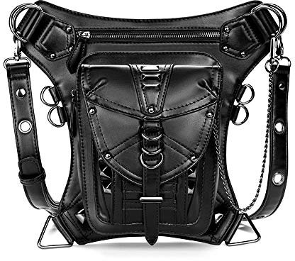XKUN Rucksack Steampunk-Schulter Messenger Bag Outdoor Freizeit Taille Tasche Mode Lokomotive Tasche-Black