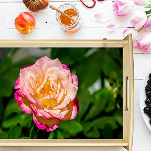Vero Home 12267 Holz-Tablett | Motiv Natur Rose | Servier-Tablett für jeden Anlass | Maße: 48 x 36 cm