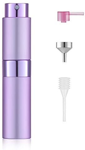 Toureal 8ml Perfume Atomiser for Travel, Refillable Spray Bottles, Aftershave Dispenser(Purple)