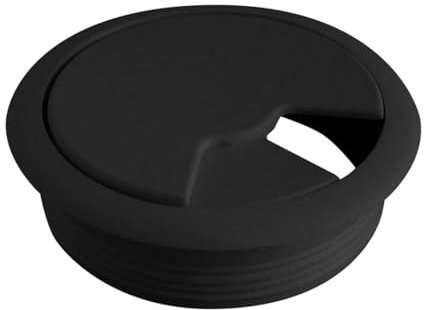 DOJA Barcelona | Pasacables Escritorio Negro | Pack 8 | Organizador Cables Redondo | Ø 60 mm | Tapa Pasacables para Organizador Escritorio, Mesa Escritorio, Ladron Enchufes, Ordenador de Mesa