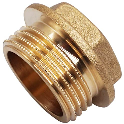 SKIR'CO (2 pz) Ottone Tappo per Tubo, 1 Tappo in Ottone Maschio, Testa Esagonale Flangiato Spina, Filettatura Esterna BSP