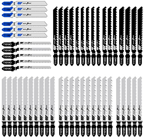 Firschoie Set di 52 Lame per Seghetto Alternativo, Lama per seghetto professionale ad alto tenore di carbonio,10 modelli, lama della sega Ideale per legno, plastica e metallo