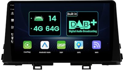 MISONDA 9 Zoll HD IPS Autoradio Stereo GPS Navigation Für Kia Morning/Picanto 2017-2020 Android 14 Eingebautes DAB + DSP + Carplay - 4G+64G - Unterstützt WiFi Rückfahrkamera
