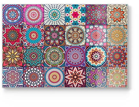 DEQORI Schneidebrett aus Glas | groß 30x20 cm | Motiv Orientalische Muster | Design Schneideplatte für Küche | Frühstücksbrett antibakteriell & rutschfest | Glasplatte & Servierplatte