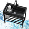 Freistehende Edelstahl Spültisch Spülbecken Küchenspüle Schwarz,Küchenorganisation Spüle,Kitchen Sink Waschbecken Organizer Küchen Spüle mit Abtropfschale für Küchenutensilien Aufbewahrung (Size : 60