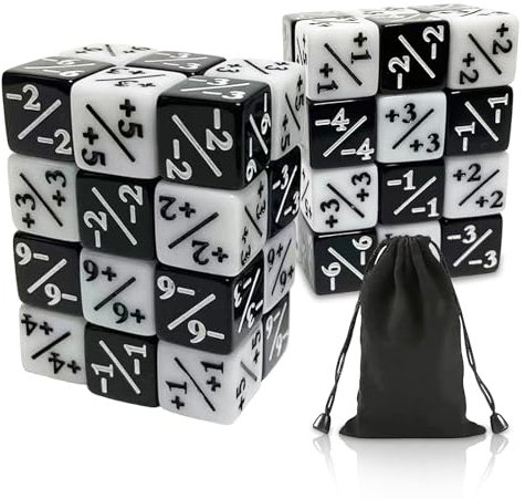 48 Stück Würfel Zähler (Weiß+Schwarz), Loyalität Würfel, D6, Token Mit Aufbewahrungsbeuteln, Kompatibel Mit MTG, CCG, Kartenspiel Zubehör