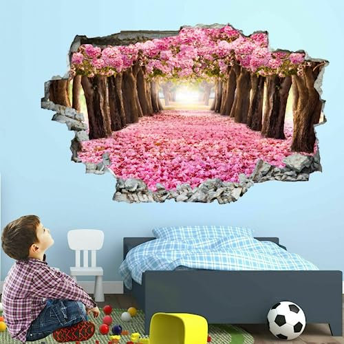 Wanddekor-Aufkleber, Kirschbaum-Kunst, abnehmbares Poster, zertrümmerte Tattoo-Landschaft, Vinyl-Wandaufkleber für Heimdekoration, Wohnzimmer, Wandaufkleber, Party, Geburtstag, Hochzeit