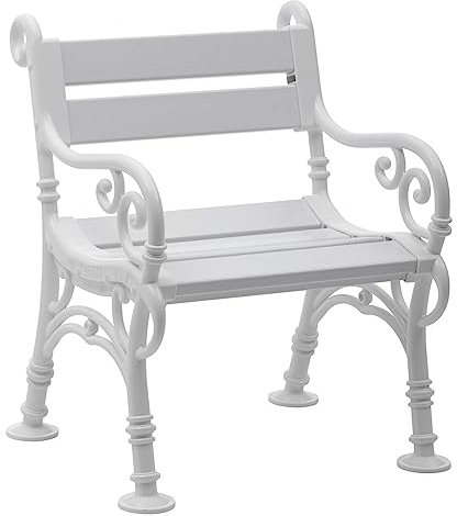 PROREGAL Gartenbank Curacao | 1-Sitzer | Weiß | HxBxT 85x68x60cm | Witterungs- & UV-beständiger Kunststoff | Parkbank Sitzbank Außenbereich Garten Balkon Terrasse