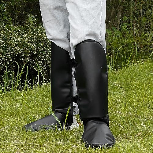 ZELARMAN Leder Weed Eater Leg Chaps, Rasenpflege Beingamaschen, Freischneider Schienbeinschutz zum Trimmen, Stiefelabdeckungen Beinschoner (Kunstleder)