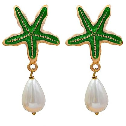 MARARDI Ohrringe Damen Italienische [Estella Verde] Lange Handmade Italienischer Schmuck Elegant Originale für Alltag Events Hochzeiten besondere Anlässe