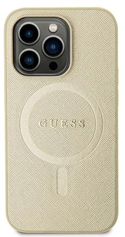 Guess Hülle für iPhone 15 Plus 6.7 golden Hardcase Saffiano Leder Hülle