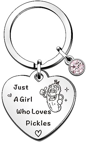 QMVMV Pickle Lovers Schlüsselanhänger für Frauen und Mädchen – Just a Girl Who Loves Pickles Geschenk, silber, One size