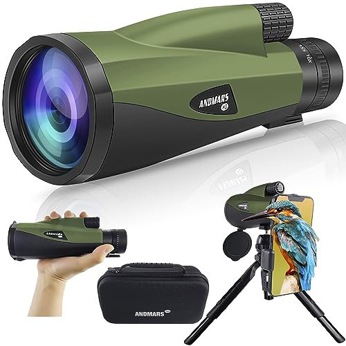 Andmars Zoom 10-30x60 High Power HD Monokular für Erwachsene Wasserdichtes Teleskop mit Ledertasche, Metallgehäuse, Telefonadapter und Stativ. FMC beschichtet & BAK4 Prisma für Vogelbeobachtung