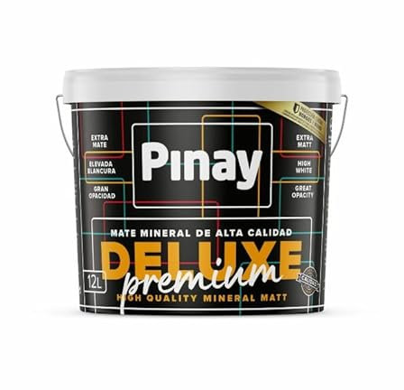 PINTURA DELUXE PREMIUM - Pintura plástica mate mineral, alta resistencia al roce con base agua de acabado blanco mate. Acabados perfectos y sin empalmes, dando la máxima cubrición. (12 L, BLANCO MATE)