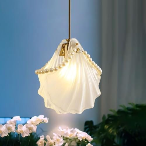 GUANSHAN Pearl Shell Pendelleuchte Licht Luxus Pendelleuchte Romantisch Nachttisch Pendelleuchte Deckenleuchte Hängeleuchte Für Schlafzimmer, Wohnzimmer