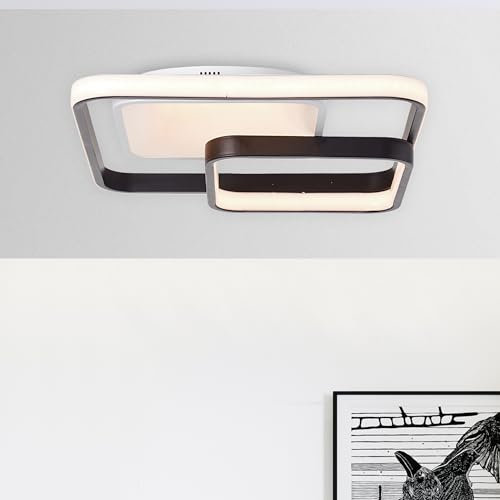 Lightbox moderne LED Deckenlampe - 40 x 40 cm - Deckenleuchte mit LED-Profilen & CCT (3000-6500 K) & Nachtlicht - dimmbar über Fernbedienung - 42 W, 5000 lm - aus Metall/Kunststoff - in Weiß/Schwarz