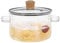 Marmites en Verre pour la Cuisson, marmite nervurée en Verre Borosilicate de 1,8 L résistante à la Chaleur avec poignées, Batterie de Cuisine en Verre Transparent