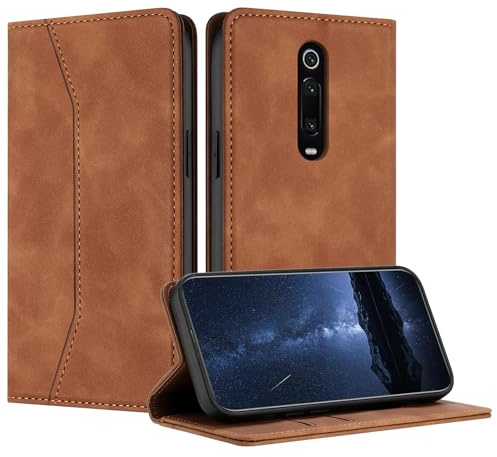 Mo-Beauty Hülle Kompatibel mit Xiaomi Mi 9T / Xiaomi Mi 9T PRO, Handyhülle PU Leder Flip Klappbare Schutzhülle Magnet Kartenfach Ledertasche Klapphülle für Xiaomi Mi 9T / Xiaomi Mi 9T PRO(Khaki)