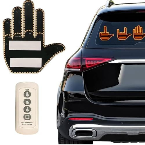 LED-Mittelfinger-Schild für Auto mit Fernbedienung, Autofenster-Fingerlicht, Cooles Auto-Innenlicht, Mittelfinger-Licht für Auto, Auto-LED-Licht und Road Rage-Schilder, Autozubehör für Männer (Multi)