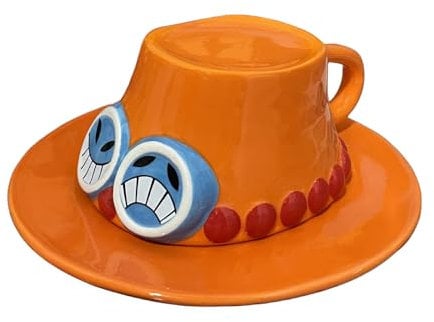 FINDAMAZE One Piece Anime Tazza,Ace's Hat Tazza da Caffè in Ceramica Mug,Regalo Anime,Regalo per Natale, Compleanno, Anniversario(Ace)
