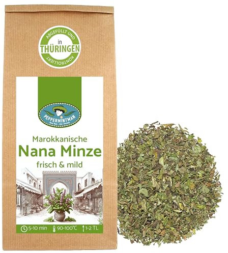 Nana Minze Tee 250g - Aromastarke Marokkanische Minze aus nachhatligem Anbau I Spearmint, Krauseminze I PeppermintMan