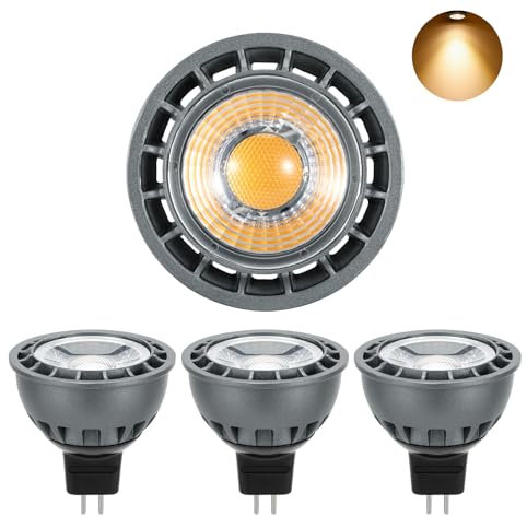 MR16 LED Lampen, 5W Leuchtmittel Ersatz für 50W Halogenlampen, 500LM Warmweiß 3000K Strahler, Kein Flackern, Nicht Dimmbar 45° Abstrahlwinkel, AC/DC 12V (4er Pack)
