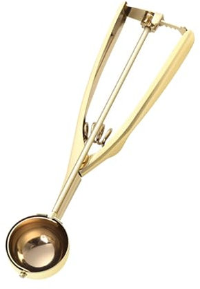 ZYHUI Ice Cream Scoop 304 Stainless Steel Cookie Scoops for Baking Melon Baller with Easy Trigger 3 Sizes (Gold, S)