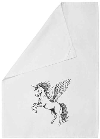 Azeeda 'Enchanted Pegasus' White Cotton Tea Towel/Dish Cloth (TW00037510)