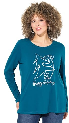 Ulla Popken Damen Weihnachtsshirt, Classic, Rundhals, Langarm T-Shirt (1er Pack)