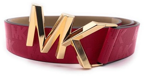 Michael Kors Gürtel I Damen I Echtes Leder I Größe XL I 115cm lang mit Schnalle gemessen I 4.0 cm breit I Pink I MK Schnalle gold I Women Belt2506