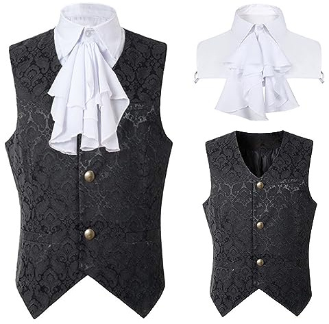 SRZYMJ Trachtenweste Herren Gilet Hochzeitsweste Herrenweste Oktoberfest Weste-Trachten Rot Bordeauxe Schwarz Anzug Weste Weihnachten Herren Winterweste Anzug Hemd Herren Weiß