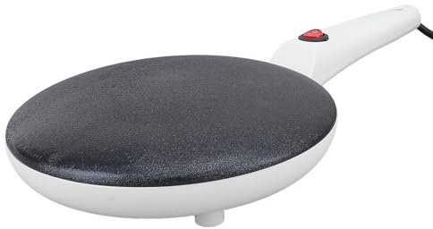 Crepera Eléctrica, Crepera Inalámbrica Antiadherente de 8 Pulgadas Control Automático de Temperatura Fácil de Limpiar Mango Largo Crepera Portátil para Crepes, Tortillas (Enchufe