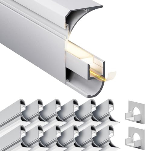 LASLUX 15 x LED Aluminium eckprofil 2 m (30 m) sockelleiste Led fussleisten Trockenbau Profil Deckenprofil für als 9 mm Led Streifen/Led Leisten/Led Schiene, für Sockel- und Eckmontage, 36,4 x 60,2 mm