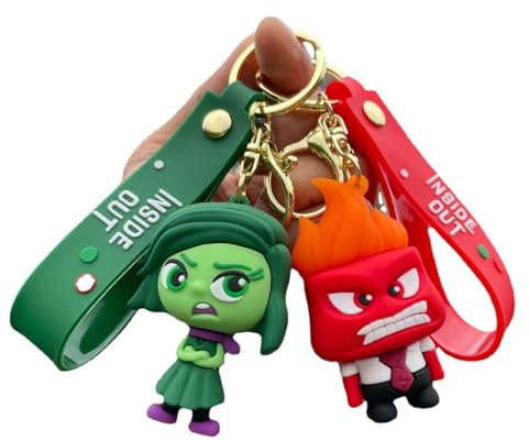 AMAZOC 2 pz/lotto Insides Outs Disgusts Anime Portachiavi Auto Phone Charm Cartoon Portachiavi Pendenti, Multicolore, Taglia unica