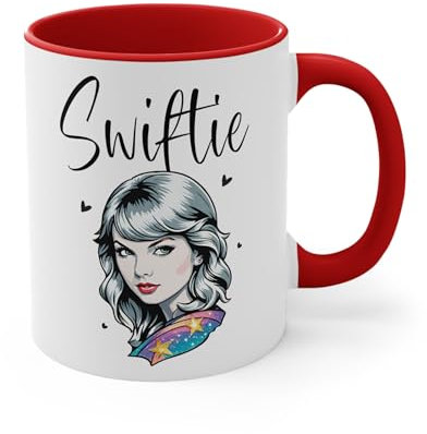 YouDesign Mug Célébrité – Tasse en Céramique - Portrait d'icône Pop Culture - Illustration Swift swifties - Idée cadeau fan (Rouge)