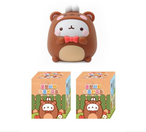 MOLANG and Animal Friends Serie Blind Box Action Figuren Mystery Box Nette zufällige Spielzeuge Geburtstagsgeschenk Weihnachten Sammelspielzeug für Desktop Ornamente, 2 PCS