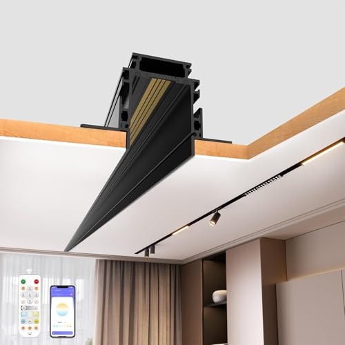 Hengsense Magnetic Track Lighting Rail, 4-Wire Recessed Aluminum Rail for LED Track Light System, Flush Mount 24V Low Voltage Adjustable Track for Ceiling (39.4inch/3.3ft)