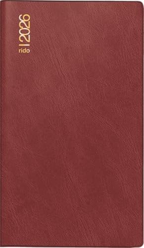 rido/idé Taschenkalender Mod. Miniplaner d 15 2026 | A6, Kunststoff, weinrot