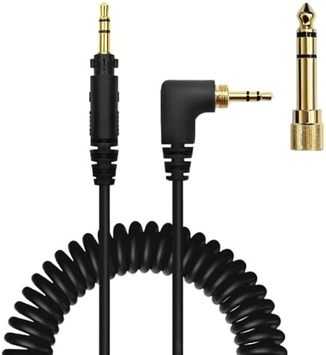 Taoricen Cable de audio Compatible con Panasonic Technics EAH-DJ1200 Auriculares, Retráctil Muelle Cable de auriculares, con 6,35 mm Adaptador (1.4~3.3m)