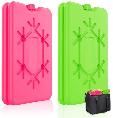 TaimeiMao Bloc Glace pour Sac Isotherme,Pains de Glace Plats,Blocs Réfrigérants pour Le Déjeuner,Grand Pain de Glace,pour Déjeuner,Camping, sans BPA,pour Glacière Sac Isotherme. (Rouge et Vert)