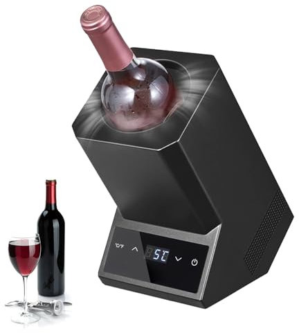 DOJOEUU Electric Wine Chiller, 750mL Single Bottle Cooler, 41-64°F Temperature Control, 24h Cold, Portable Stainless Steel Wine Chillers Bucket for 3.6in Diameter Red and White Wine