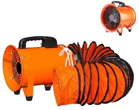 HUIZHITENGDA 12Inch Portable Mobile Axial Flow Fan, 550W/220V Blower, Industrial Tunnel Ventilation Fan with 10M Air Duct Suitable for Basements And Factory Workshops