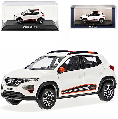 Dacia Spring Comfort Plus Kaolin Weiss Ab 2021 1/43 Norev Modell Auto mit individiuellem Wunschkennzeichen