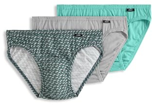 Jockey Men's Underwear Men's Elance Bikini - 3 Pack, Grey Dove/Green Duet Geo/Opulent Jade, M