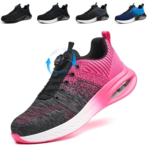 NBOFIEHY Sicherheitsschuhe Herren Damen Leicht Sportliche Arbeitsschuhe Atmungsaktiv Stahlkappenschuhe rutschfest Arbeitsschutzschuhe mit Drehknopf
