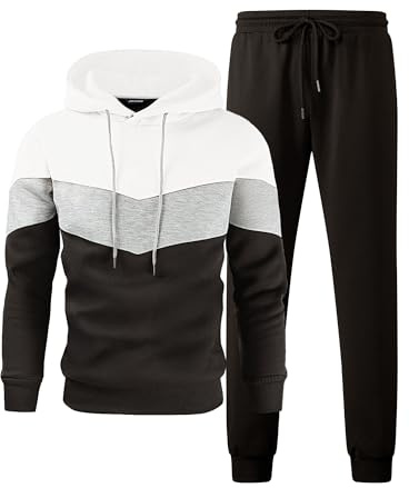 JMIERR Trainingsanzug Herren Jogging Anzug Set Farbblock | 2-teilig,mit Taschen,Trainingsanzug,Hoodies mit Hose,Baggy,Sportanzug,Basic Freizeitanzug,Baggy Sportanzug,Laufanzug Gym