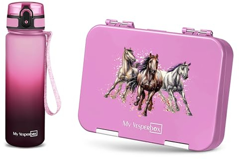 My Vesperbox - Len - Set – Brotdose & 500ml Trinkflasche für Kinder – auslaufsicher & BPA-frei – Lunchbox für Schule & Kindergarten - Bento Box Set