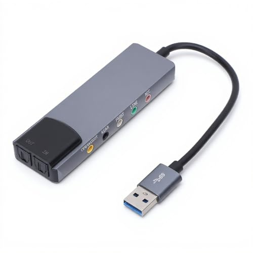 XUMIUZIY 5.1 7.1 Channel External Sound Card Adapter with Noise Reduction & Optical Input Output, USB Audio Interface for PC Mac, compatible with WINDOWS Vista OS X 9.1