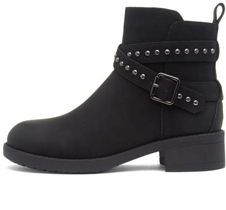 Lilley Womens Black Ankle Zip Up Buckle Boot - Size 6 UK - Black